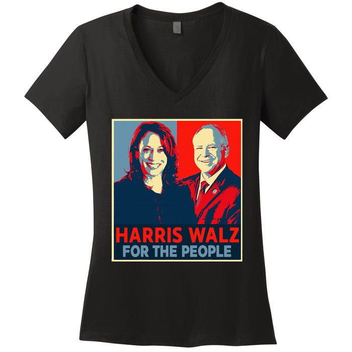 Kamala Harris Tim Walz Waltz For The People 2024 Women's V-Neck T-Shirt