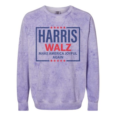 Kamala Harris Tim Walz Waltz Make America Joyful Again 2024 Colorblast Crewneck Sweatshirt