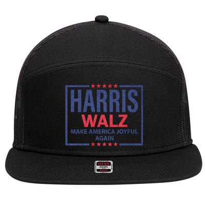 Kamala Harris Tim Walz Waltz Make America Joyful Again 2024 7 Panel Mesh Trucker Snapback Hat