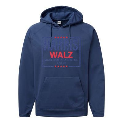 Kamala Harris Tim Walz Waltz Make America Joyful Again 2024 Performance Fleece Hoodie