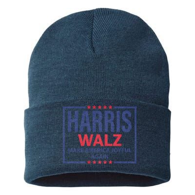 Kamala Harris Tim Walz Waltz Make America Joyful Again 2024 Sustainable Knit Beanie