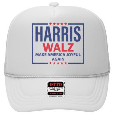 Kamala Harris Tim Walz Waltz Make America Joyful Again 2024 High Crown Mesh Back Trucker Hat