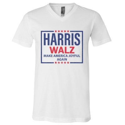 Kamala Harris Tim Walz Waltz Make America Joyful Again 2024 V-Neck T-Shirt