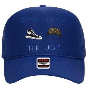 Kamala Harris Tim Walz Waltz Bringing Back The Joy High Crown Mesh Back Trucker Hat