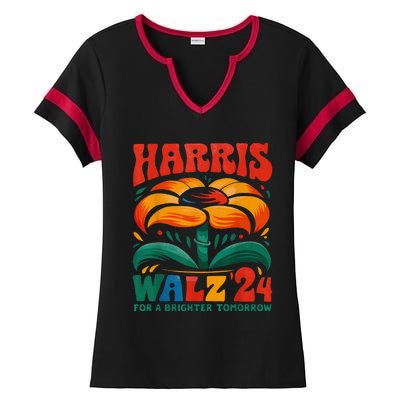 Kamala Harris Tim Walz 2024 Peace Lgbt Harris Walz Waltz Ladies Halftime Notch Neck Tee