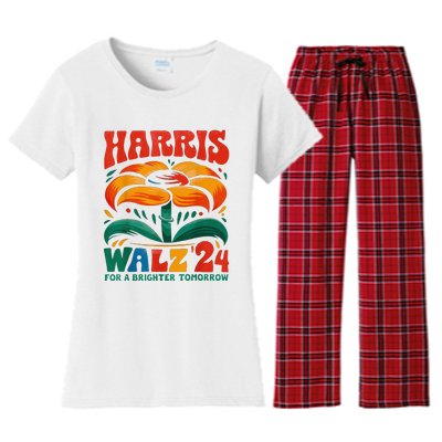 Kamala Harris Tim Walz 2024 Peace Lgbt Harris Walz Waltz Women's Flannel Pajama Set