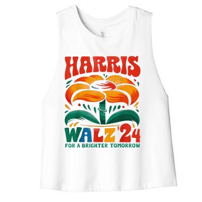 Kamala Harris Tim Walz 2024 Peace Lgbt Harris Walz Waltz Women's Racerback Cropped Tank