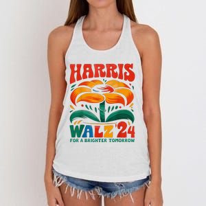 Kamala Harris Tim Walz 2024 Peace Lgbt Harris Walz Waltz Women's Knotted Racerback Tank