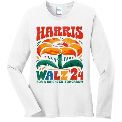 Kamala Harris Tim Walz 2024 Peace Lgbt Harris Walz Waltz Ladies Long Sleeve Shirt