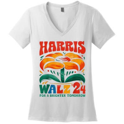 Kamala Harris Tim Walz 2024 Peace Lgbt Harris Walz Waltz Women's V-Neck T-Shirt