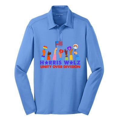 Kamala Harris Tim Walz Walz Boho Aesthetic Silk Touch Performance Long Sleeve Polo