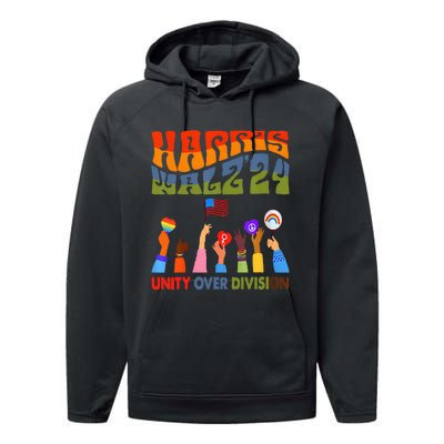 Kamala Harris Tim Walz Waltz Boho Aesthetic Performance Fleece Hoodie