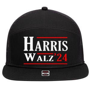 Kamala Harris Tim Walz 2024 Election Harris Walz 2024 7 Panel Mesh Trucker Snapback Hat