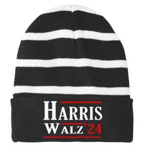 Kamala Harris Tim Walz 2024 Election Harris Walz 2024 Striped Beanie with Solid Band