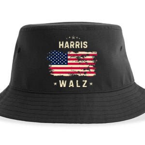 Kamala Harris Tim Walz 2024 Usa Flag Sustainable Bucket Hat