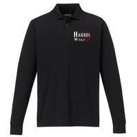 Kamala Harris Tim Walz Waltz 2024 Performance Long Sleeve Polo