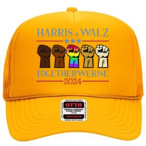 Kamala Harris Tim Walz 2024 Election Lgbt High Crown Mesh Back Trucker Hat