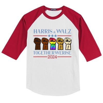 Kamala Harris Tim Walz 2024 Election Lgbt Kids Colorblock Raglan Jersey