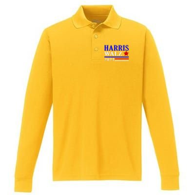 Kamala Harris Tim Walz Waltz 2024 Election Democrat Usa 2024 Performance Long Sleeve Polo