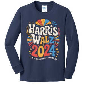 Kamala Harris Tim Waltz Campaign Harris Walz 2024 Election Kids Long Sleeve Shirt