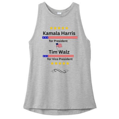 Kamala Harris Tim Walz For President And Vice President Vote Ladies PosiCharge Tri-Blend Wicking Tank