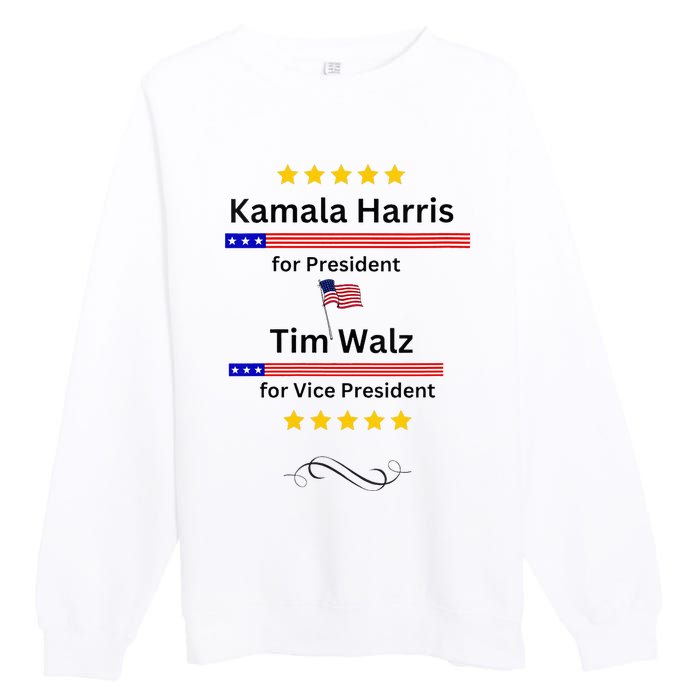 Kamala Harris Tim Walz For President And Vice President Vote Premium Crewneck Sweatshirt