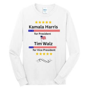 Kamala Harris Tim Walz For President And Vice President Vote Tall Long Sleeve T-Shirt