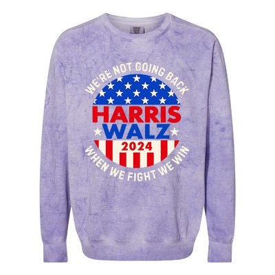 Kamala Harris Tim Walz 2024 When We Fight We Win Colorblast Crewneck Sweatshirt