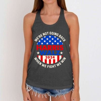 Kamala Harris Tim Walz 2024 When We Fight We Win Women's Knotted Racerback Tank