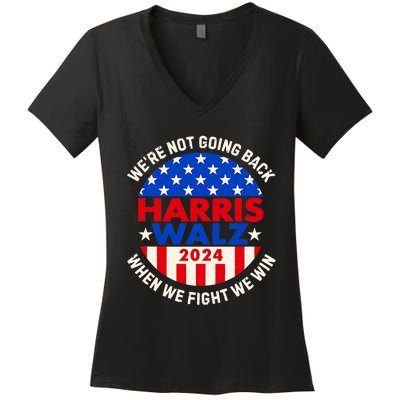 Kamala Harris Tim Walz 2024 When We Fight We Win Women's V-Neck T-Shirt