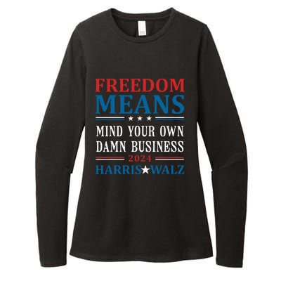 Kamala Harris Tim Walz Mind Your Own Damn Business Womens CVC Long Sleeve Shirt