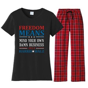 Kamala Harris Tim Walz Mind Your Own Damn Business Women's Flannel Pajama Set