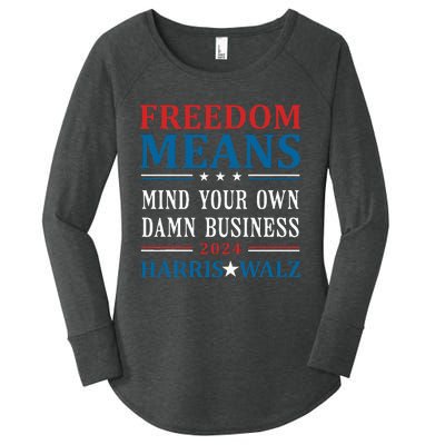 Kamala Harris Tim Walz Mind Your Own Damn Business Women's Perfect Tri Tunic Long Sleeve Shirt