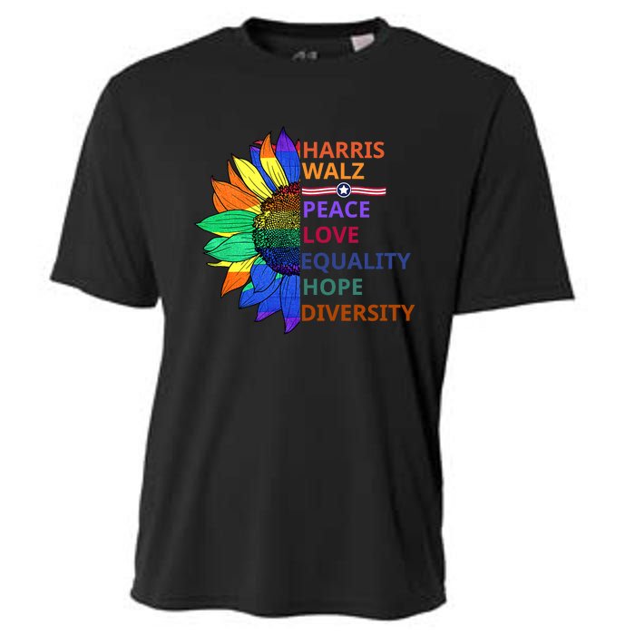 Kamala Harris Tim Walz Waltz Peace Love Equality Hope Diversity Cooling Performance Crew T-Shirt