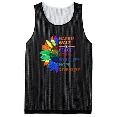 Kamala Harris Tim Walz Waltz Peace Love Equality Hope Diversity Mesh Reversible Basketball Jersey Tank