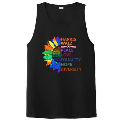 Kamala Harris Tim Walz Waltz Peace Love Equality Hope Diversity PosiCharge Competitor Tank