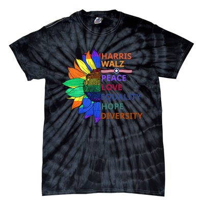 Kamala Harris Tim Walz Waltz Peace Love Equality Hope Diversity Tie-Dye T-Shirt