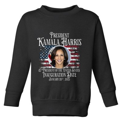 Kamala Harris Tim Walz Inauguration 2025 Victory Memorabilia Toddler Sweatshirt