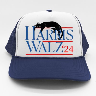 Kamala Harris Tim Walz Funny Cute Cat Election Graphic Trucker Hat