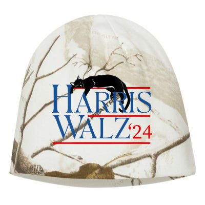 Kamala Harris Tim Walz Funny Cute Cat Election Graphic Kati - Camo Knit Beanie