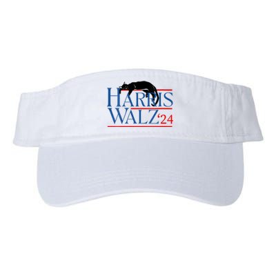 Kamala Harris Tim Walz Funny Cute Cat Election Graphic Valucap Bio-Washed Visor