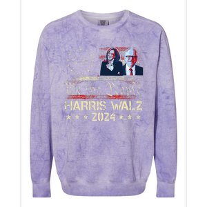 Kamala Harris Tim Walz Waltz Colorblast Crewneck Sweatshirt