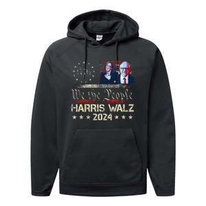 Kamala Harris Tim Walz Waltz Performance Fleece Hoodie