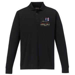 Kamala Harris Tim Walz Waltz Performance Long Sleeve Polo