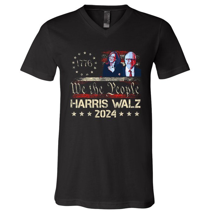 Kamala Harris Tim Walz Waltz V-Neck T-Shirt