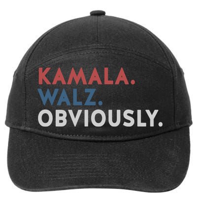 Kamala Harris Tim Walz Obviously 2024 Election 7-Panel Snapback Hat