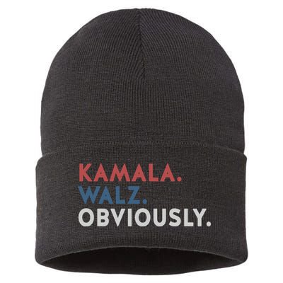 Kamala Harris Tim Walz Obviously 2024 Election Sustainable Knit Beanie