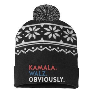 Kamala Harris Tim Walz Obviously 2024 Election USA-Made Snowflake Beanie