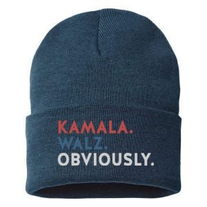 Kamala Harris Tim Walz Obviously 2024 Election Sustainable Knit Beanie