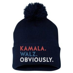 Kamala Harris Tim Walz Obviously 2024 Election Pom Pom 12in Knit Beanie